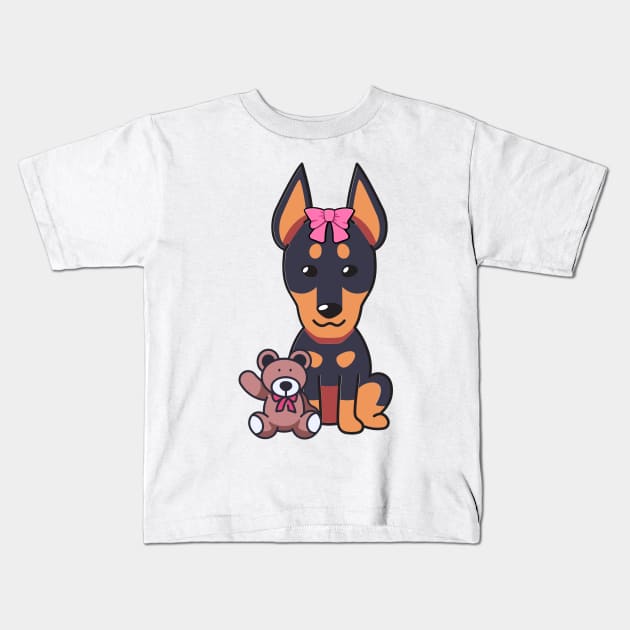 Cute alsatian holds a teddy bear Kids T-Shirt by Pet Station